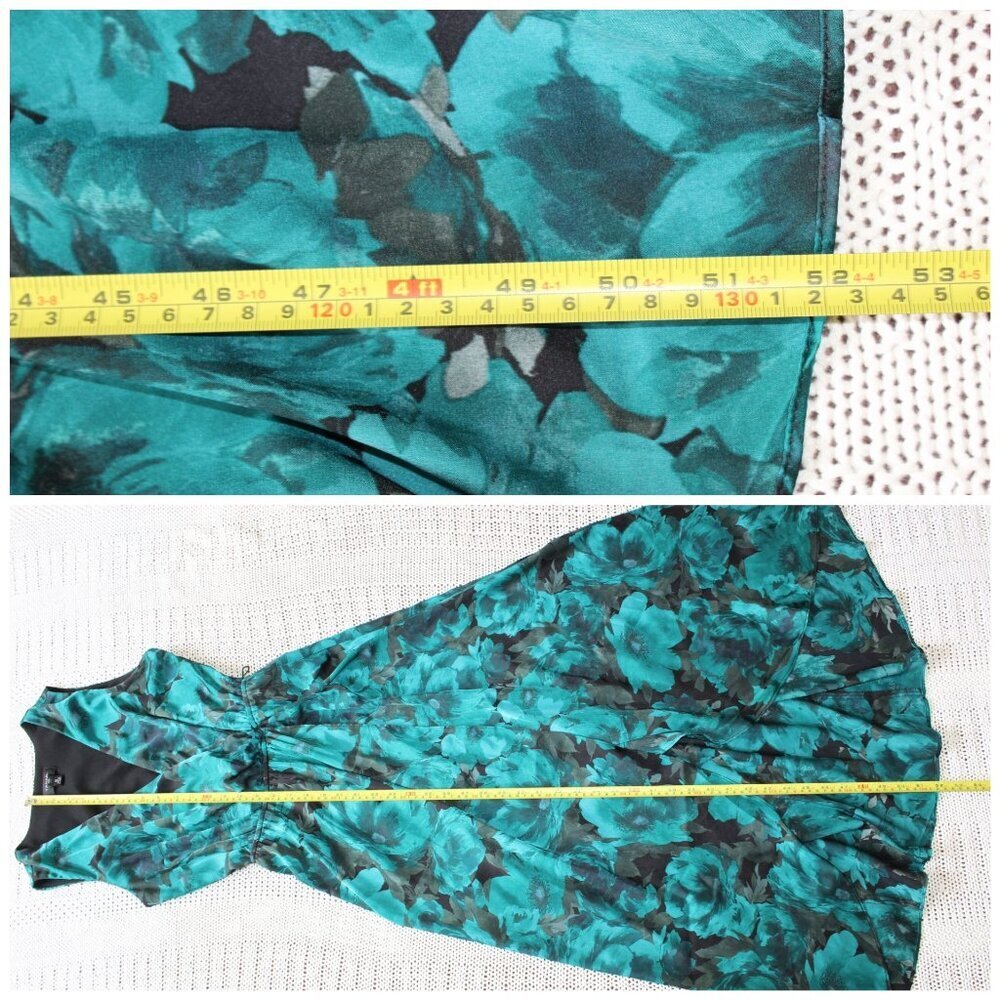 Tahari Charmeuse Floral Wrap Midi Dress XS Jen (Arielle Siegel) Life & Beth - Picture 4 of 11